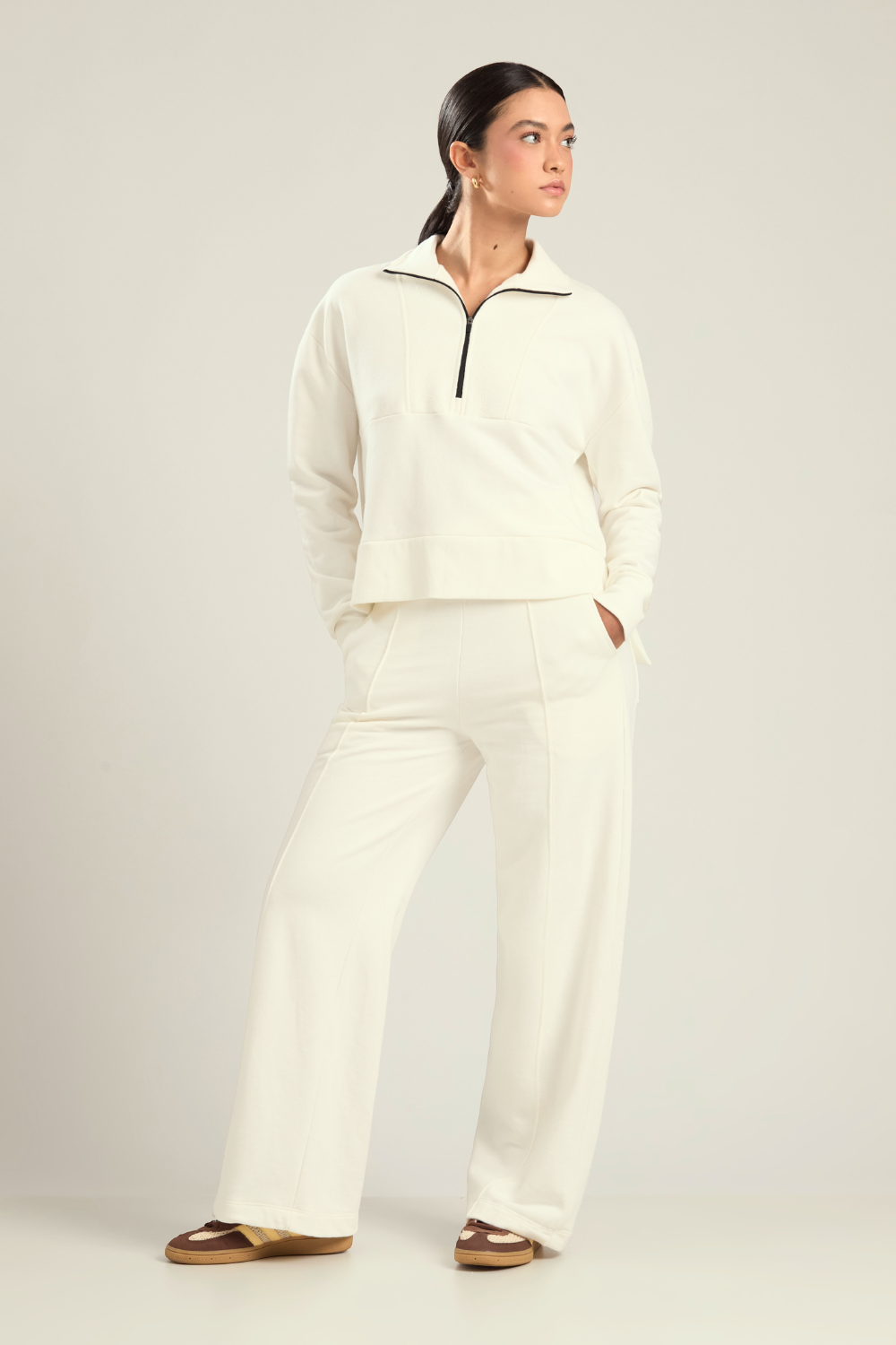 CALÇA MOLETOM WIDE BALANCE OFF WHITE