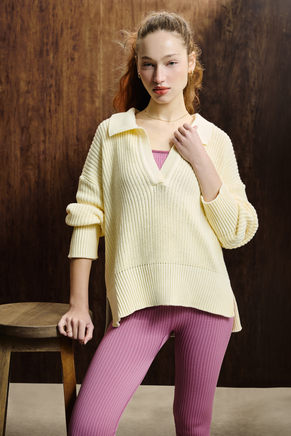 CASACO POLO TRICOT MANTEIGA
