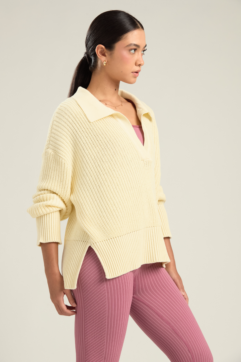 CASACO POLO TRICOT MANTEIGA