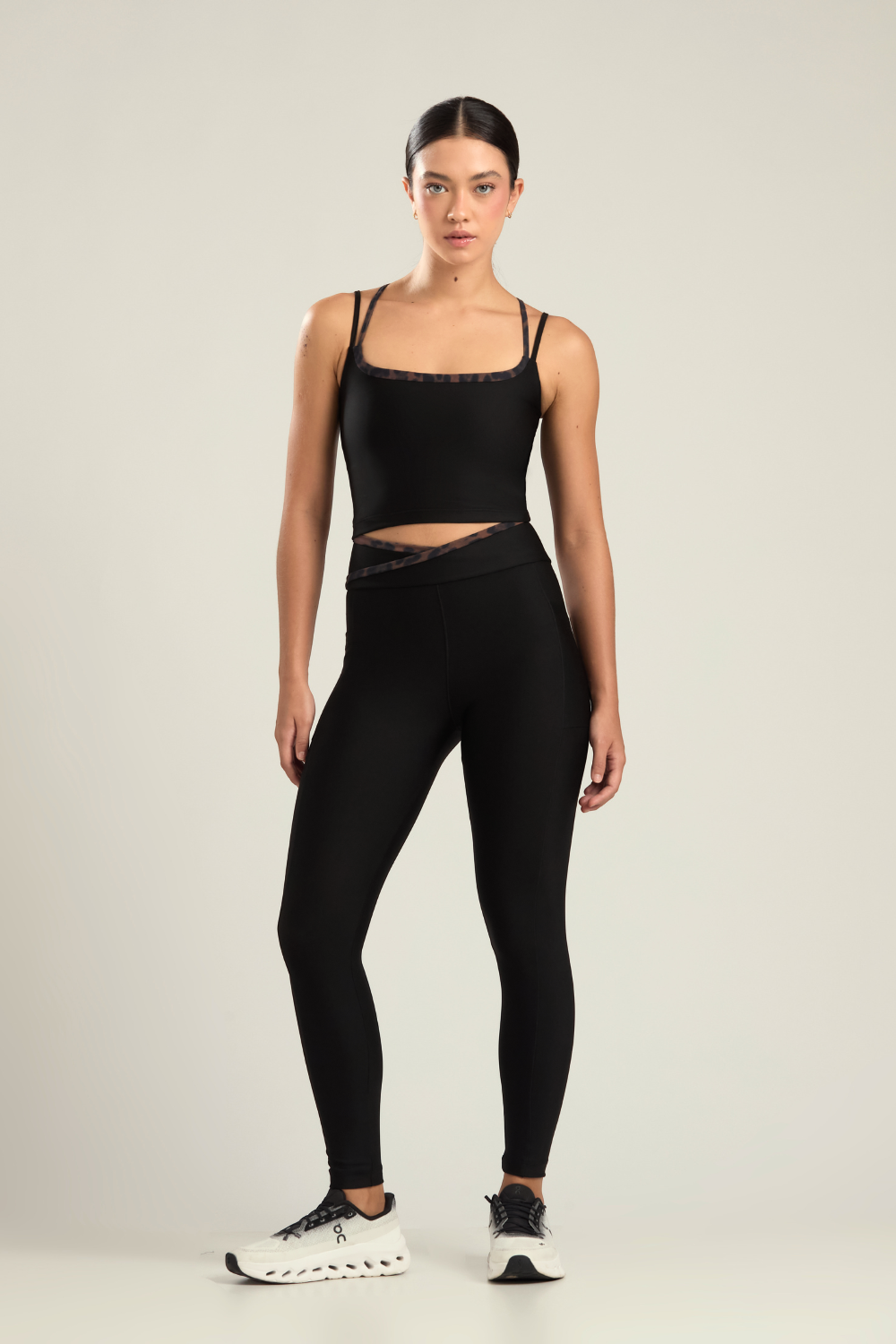 TOP DUPLO ANIMAL PRINT PRETO PRETO